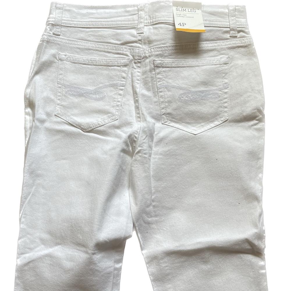Slim leg high rise tummy control white jeans